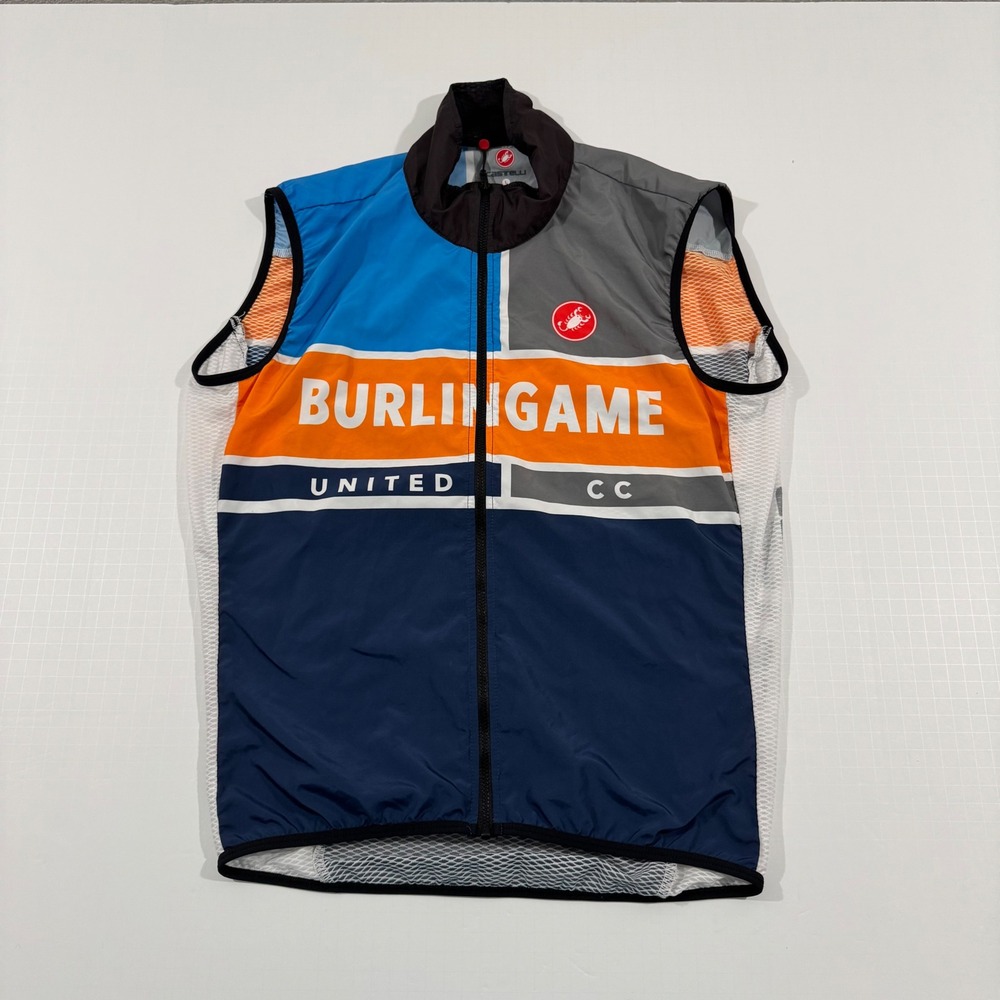 Castelli Cycling Vest Mens L Blue Orange Burlingame United CC Mesh Back USA